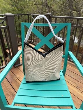 NEW Megan Hobo Bag Nature/Black Canvas & Vegan Leather - Retail $278